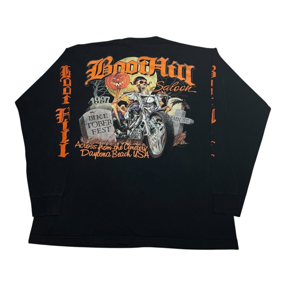Vintage 1997 Biketoberfest Boot Hill Saloon Biker Halloween Long Sleeve T-Shirt